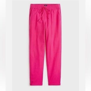J.Crew pink linen drawstring pants size 12 cuffed hem with pockets